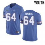 Youth Florida Gators #64 Riley Simonds NCAA Jordan Brand Blue Authentic Stitched College Football Jersey QYT2662DP